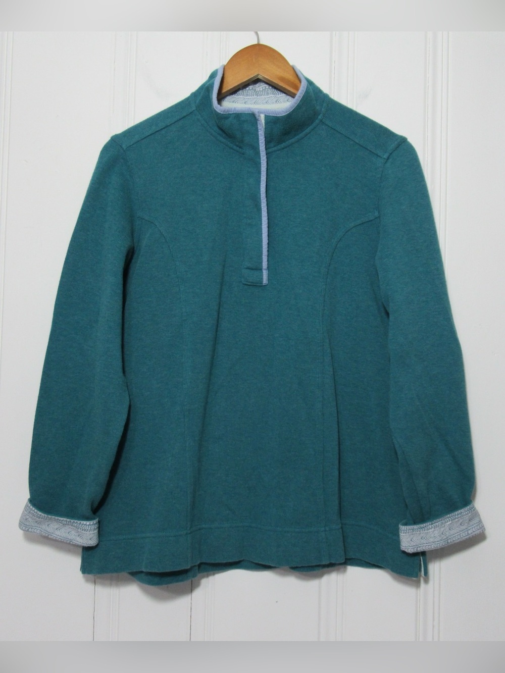 Orvis Teal Quarter Zip Pullover Outdoors Sweatshirt Size Large